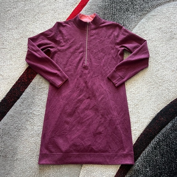 Tommy Bahama Burgundy Flip Side 1/4 Zip Sweatshirt Dress - Picture 1 of 3